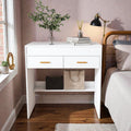 Flip Top Vanity Desk With Led Lighted Mirror And Power Outlet Makeup Vanity Table With Drawers And Storage