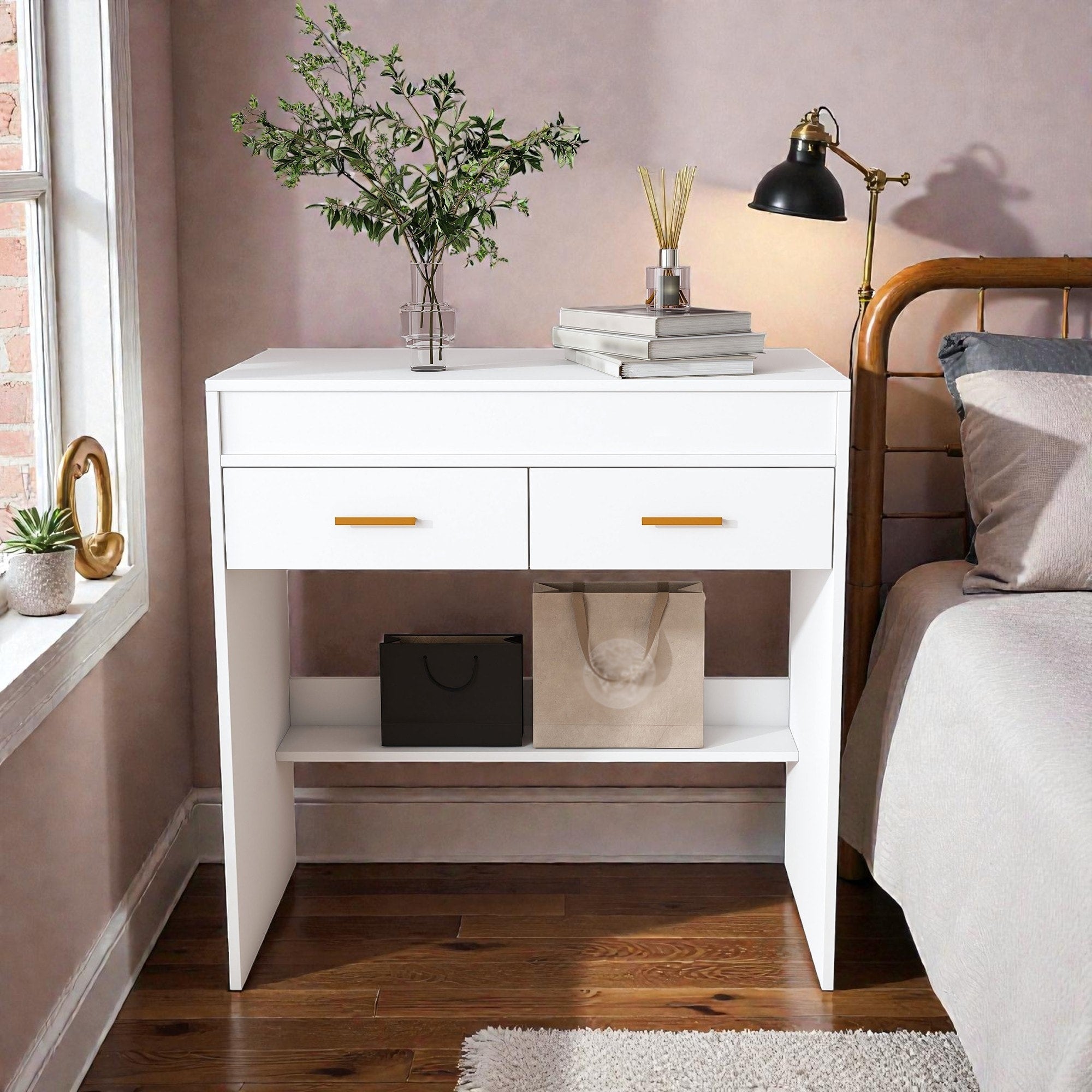 Flip Top Vanity Desk With Led Lighted Mirror And Power Outlet Makeup Vanity Table With Drawers And Storage