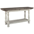 Flip Top Wooden Sofa Table With Open Bottom Shelf Brown And Antique White