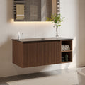 Floating Bathroom Vanity Cabinet Wall Mounted Wood Storage Organizer With Doors And Open Shelf No Top Included