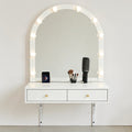 Floating Makeup Vanity Desk With Led Mirror Power Outlet And Drawers Wall Mounted Dressing Table