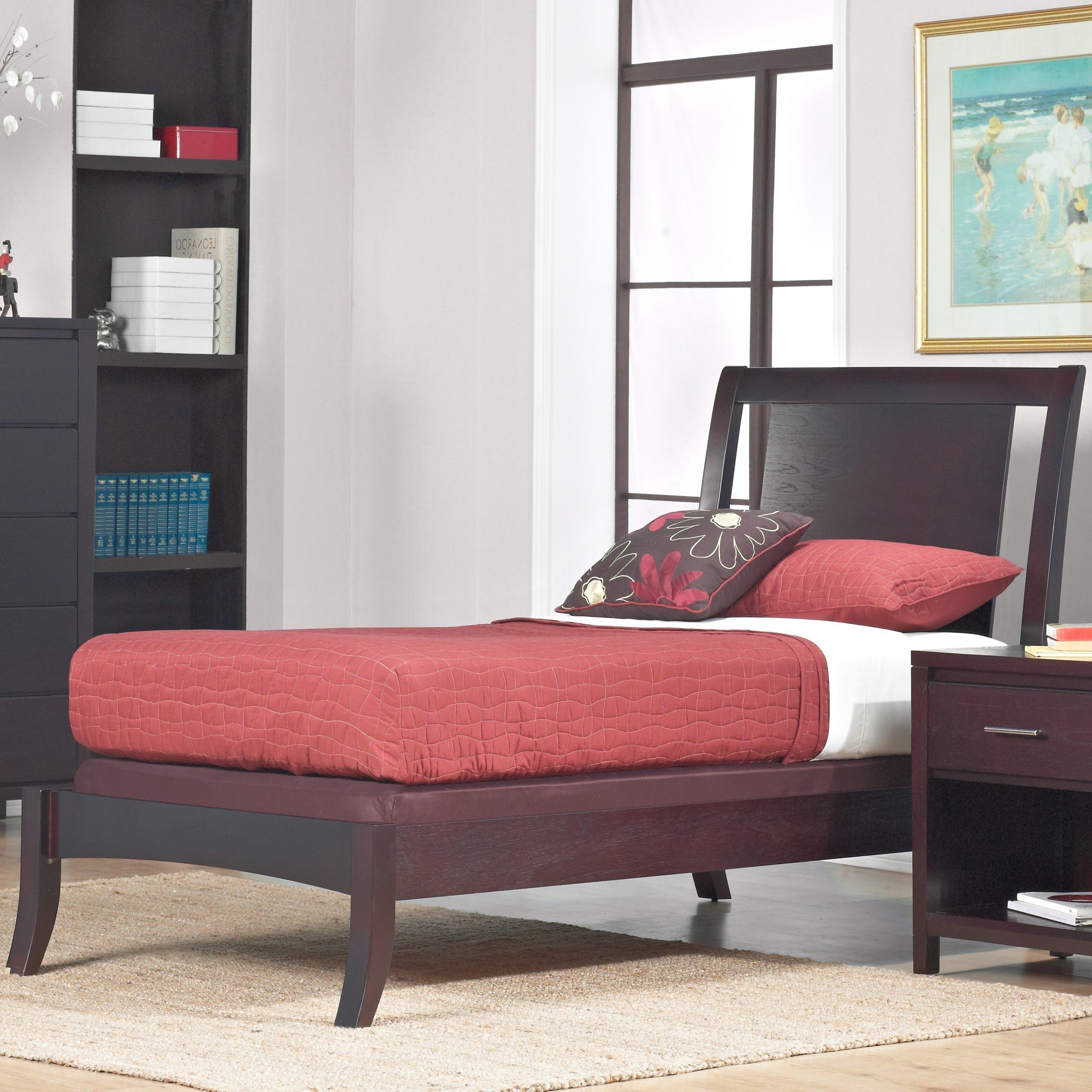 Floating Panel Twin Size Sleigh Bed