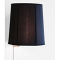 Floating Shade Plug In Wall Light Black Shantung Fabric 14X16X17