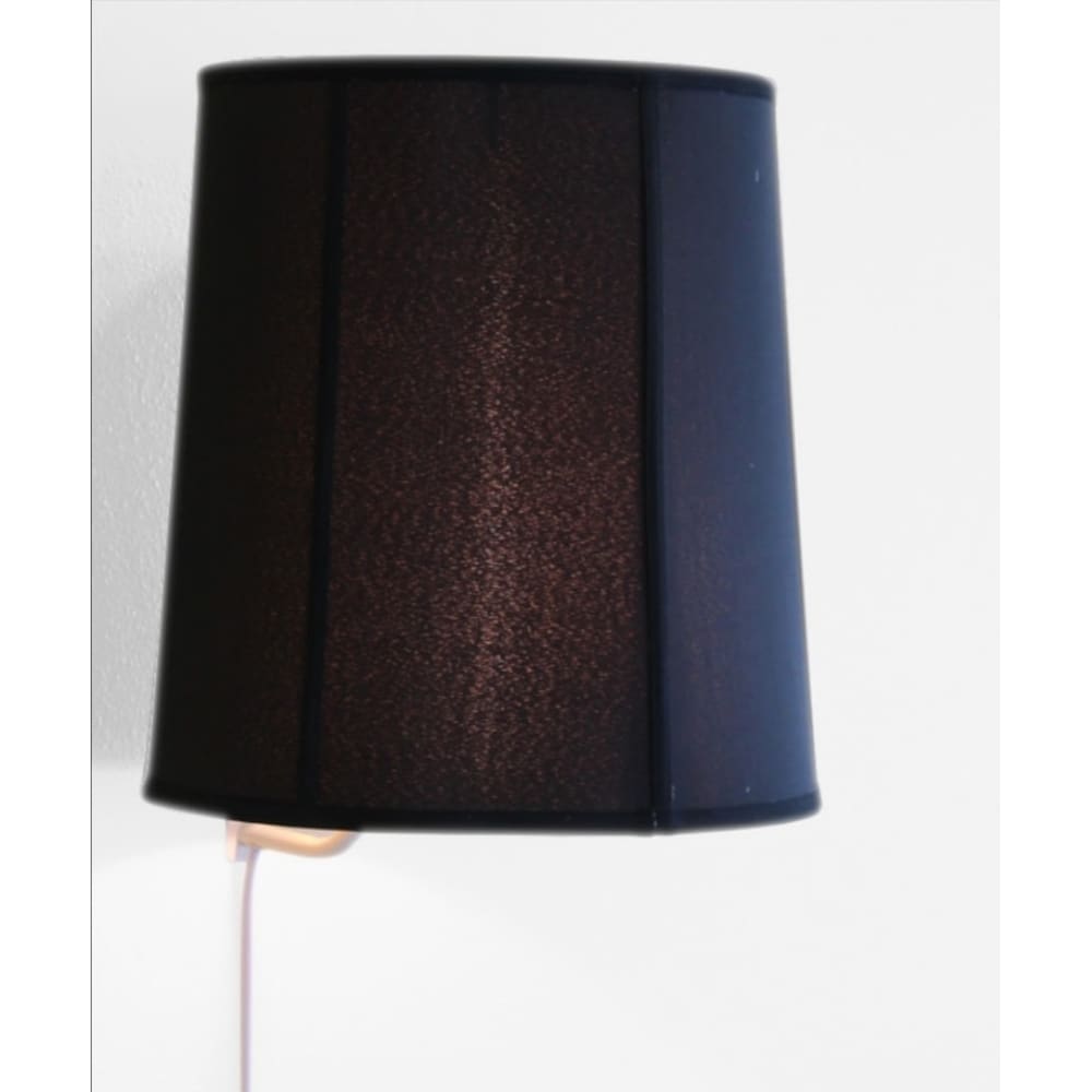 Floating Shade Plug In Wall Light Black Shantung Fabric 14X16X17