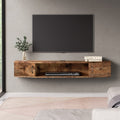 Floating Tv Stand Wall Mounted Tv Shelf With 2 Door Brown