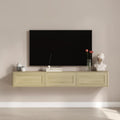 Floating Tv Stand With Led Lights And Power Outlet Wall Mounted Tv Shelf High Gloss Media Console With Usb Ports