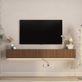Floating Tv Stand Wall Mounted Tv Shelf With Led Lights Power Outlet High Gloss Tv Cabinet For Tv Stands For Living Room