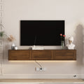 Floating Tv Stand Wall Mounted Tv Shelf With Led Lights Power Outlet High Gloss Tv Cabinet For Wood Tv Stands For Living Room