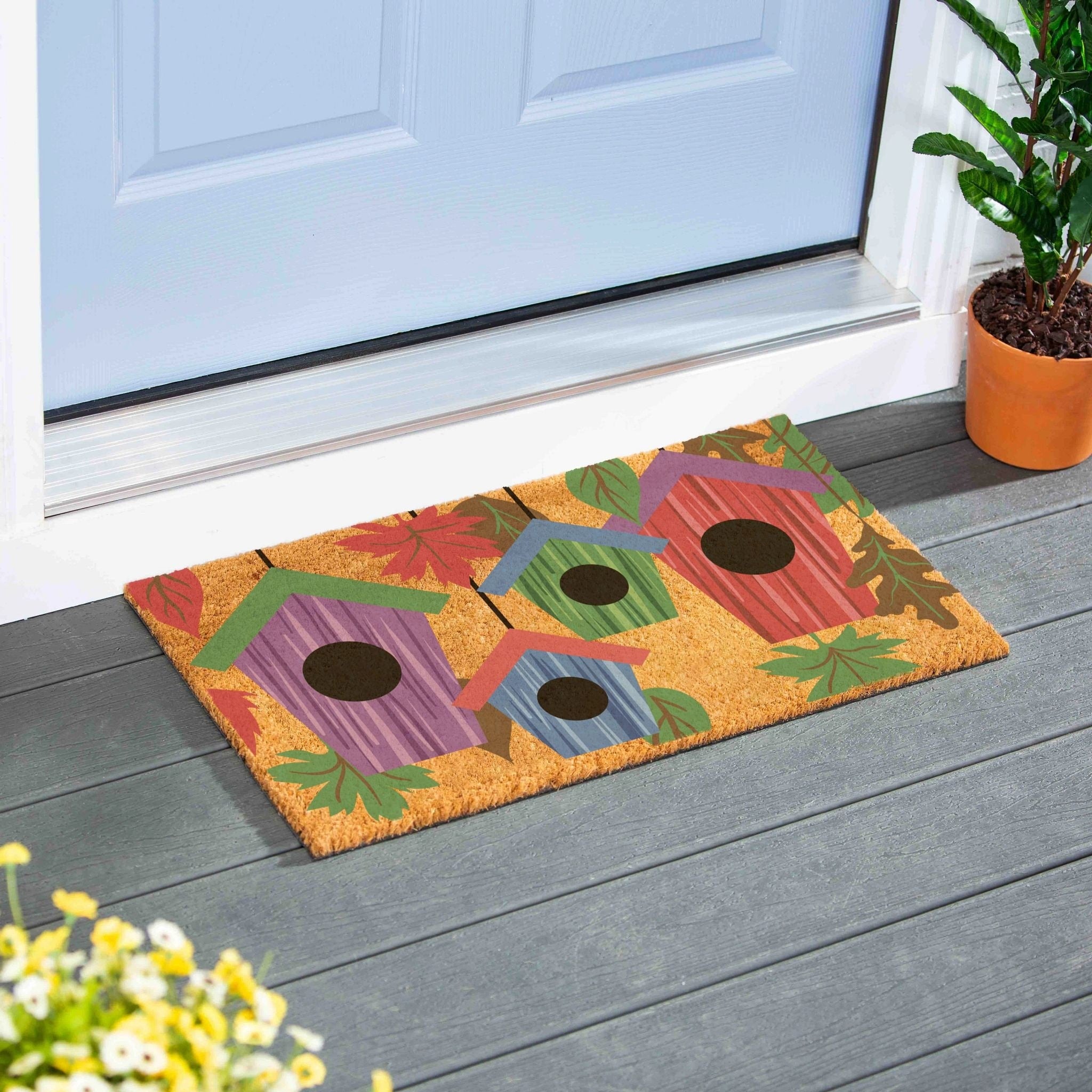 Flock Of Bird Houses Coir Door Mat 28 X 16 28 X 16
