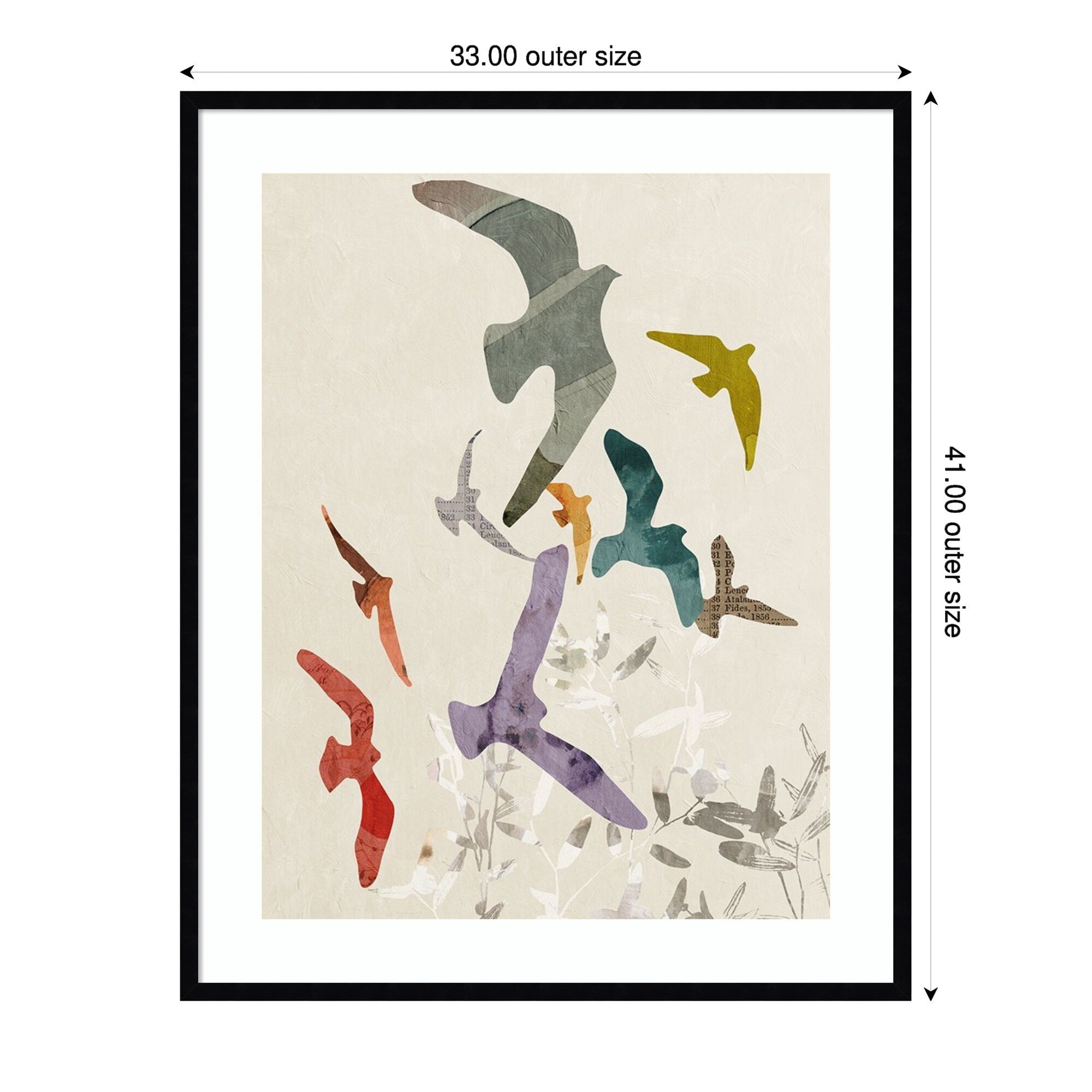 Flocking No.1 By Victoria Barnes Wood Framed Wall Art Print