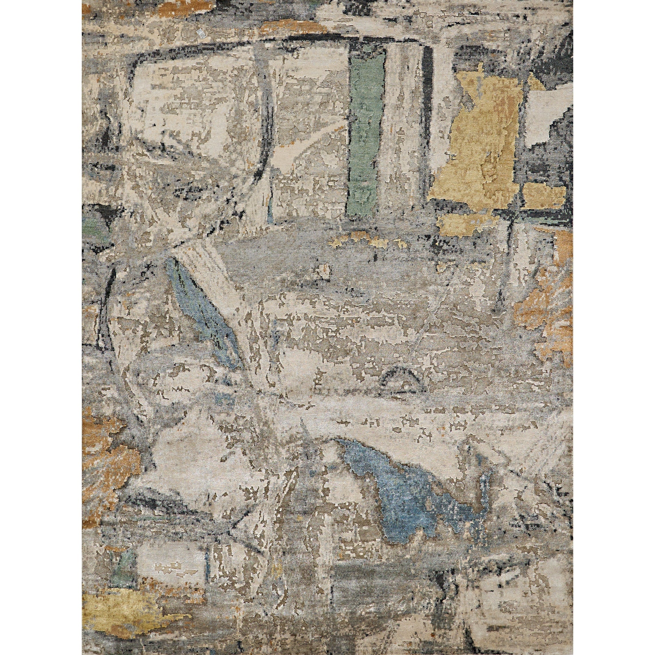 Floor Art Hand Knotted Bamboo Silk Blue Silver Multi Area Rug 8 X 10