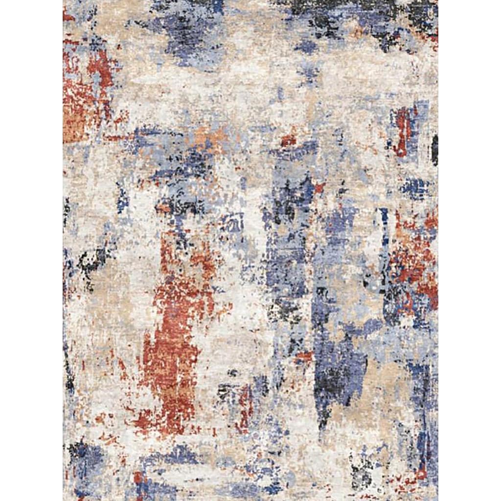 Floor Art Hand Knotted Bamboo Silk Ivory Beige Blue Rust Area Rug