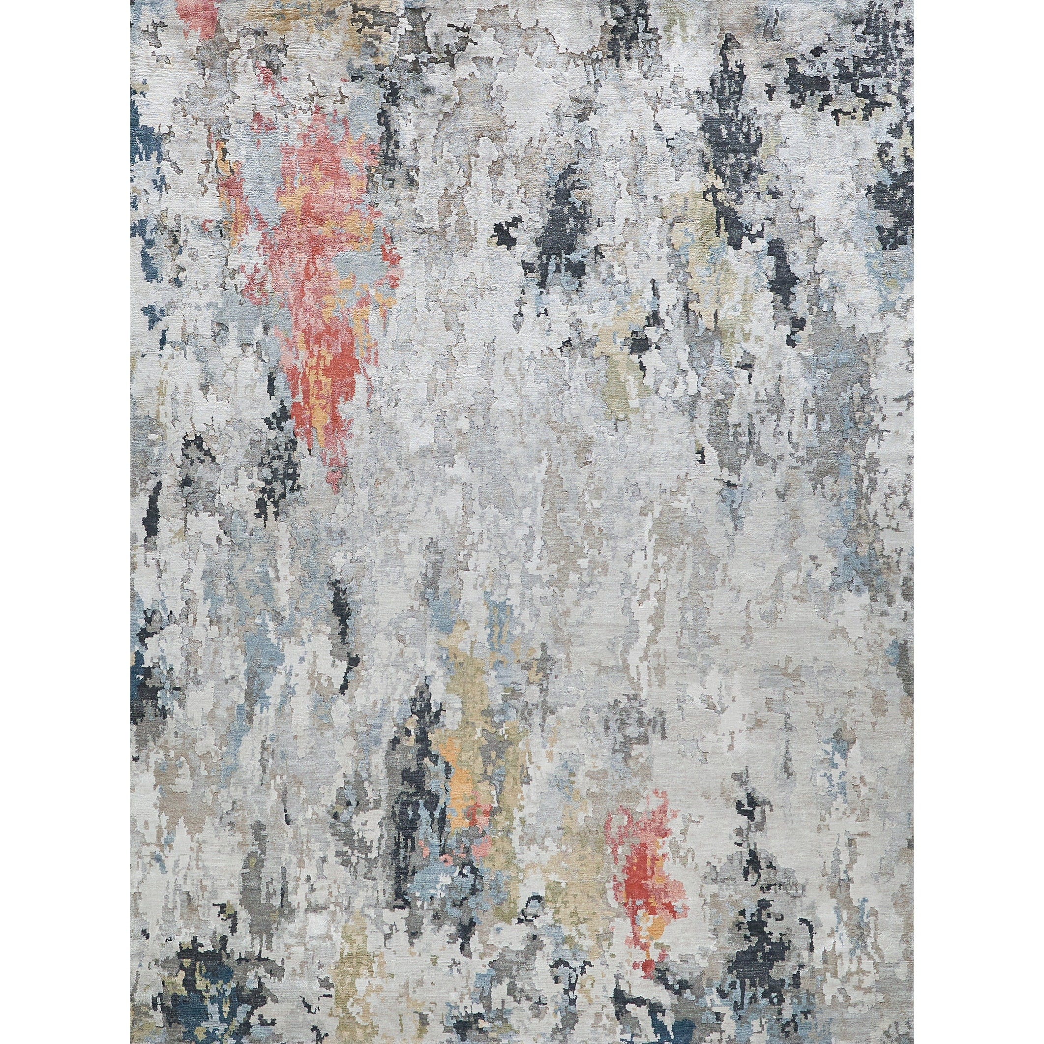 Floor Art Hand Knotted Bamboo Silk Silver Gray Coffee Area Rug 4 X 6