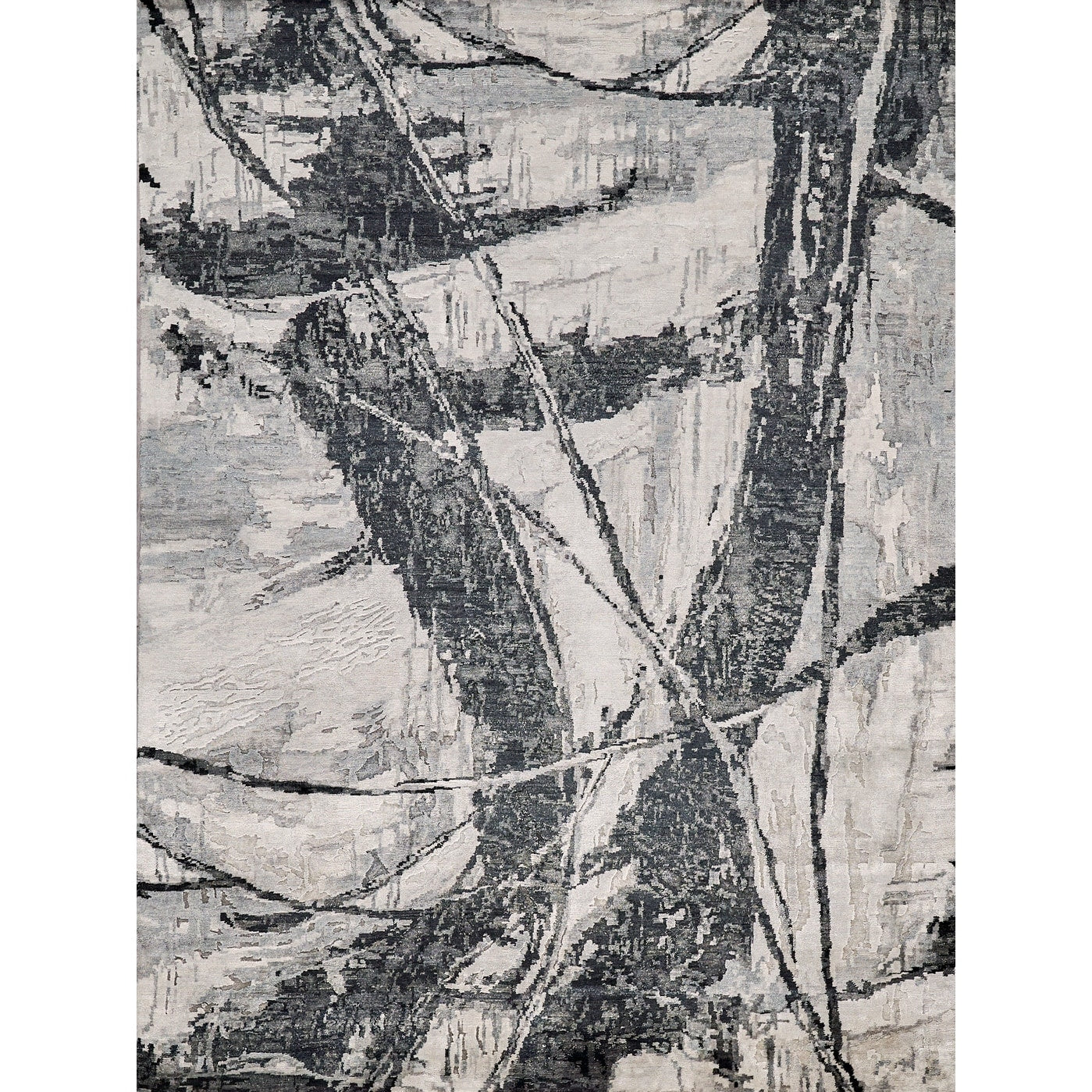 Floor Art Hand Knotted Bamboo Silk Silvery Dark Gray Area Rug 4 X 6