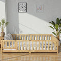 Floor Bed With Fence Solid Rubber Wood Montessori Floor Bed With Safety Guardrails
