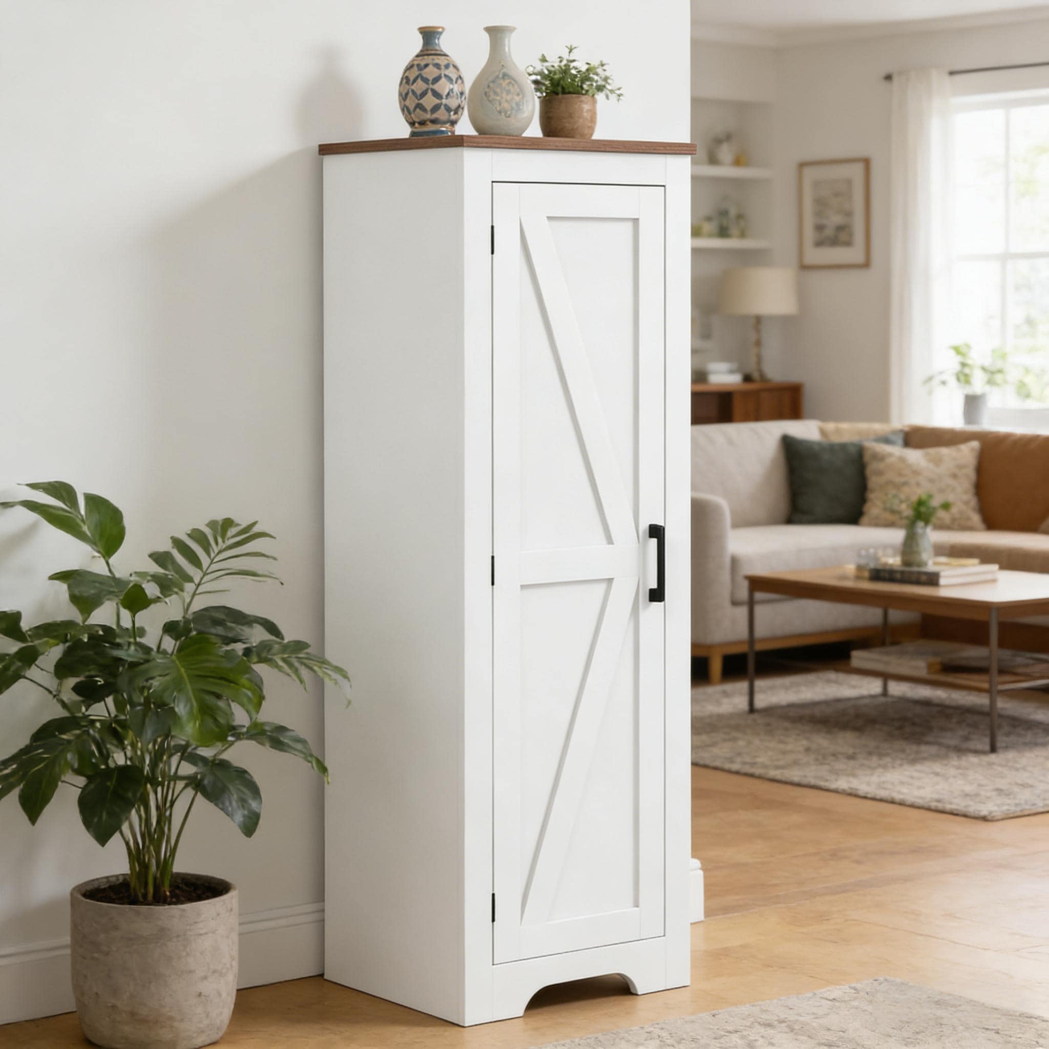 Floor Cabinet Pantry Cabinet With Adjustabel Shelves Storage Cabinet Freestanding Cabinet For Living Room