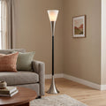 Floor Lamp With Sandblasted Glass Shade E26 Base