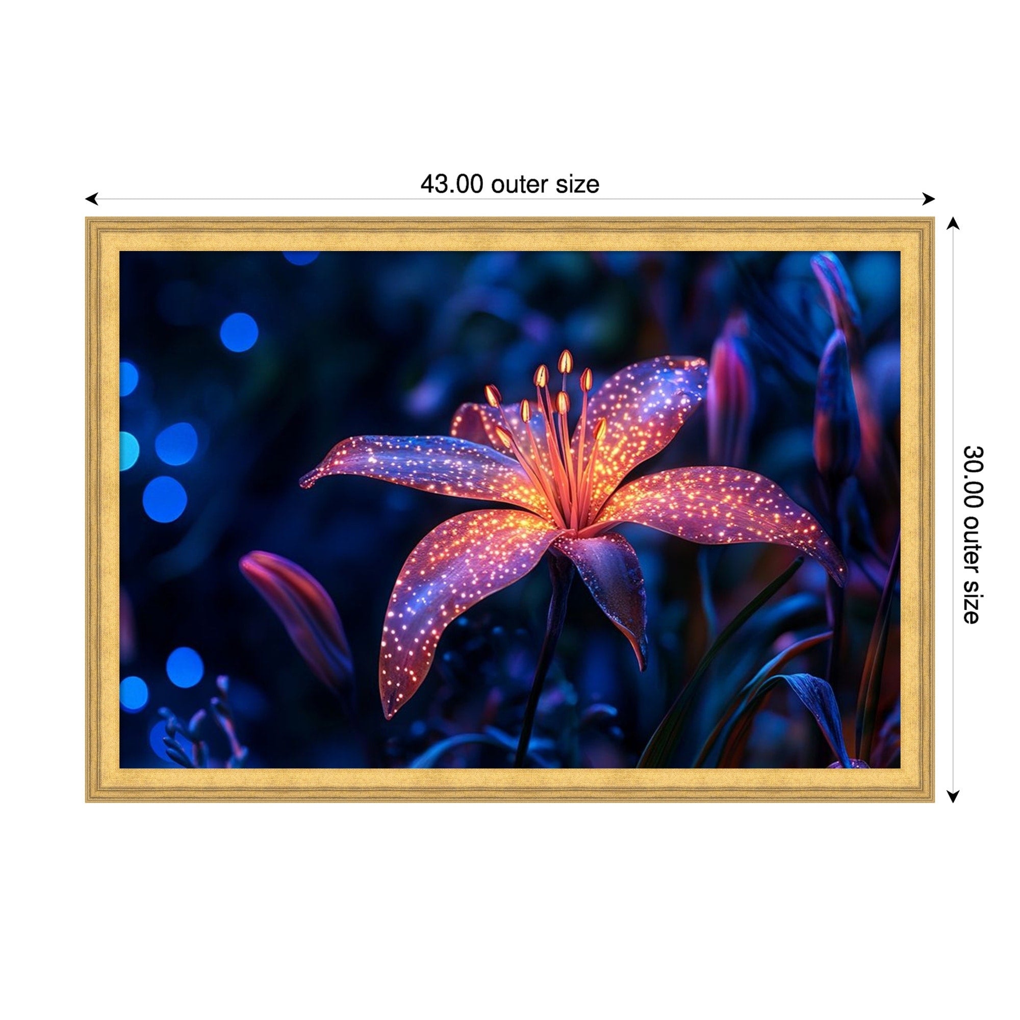 Floral Complementing In Vibrance By Tradelink Inhouse Artist Wood Framed Wall Art Print Owen Gold