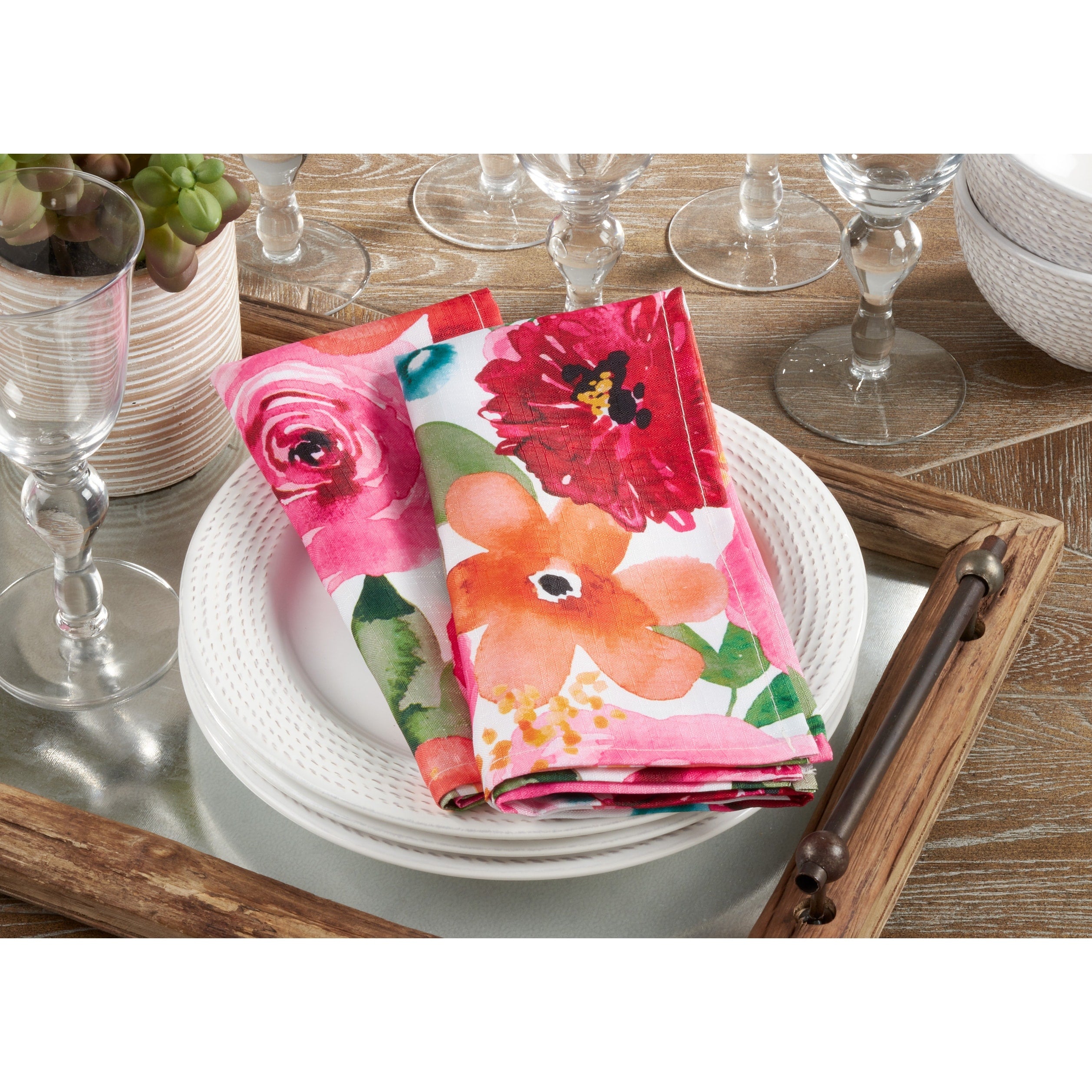 Floral Design Napkins Set Of 12 20 X 20
