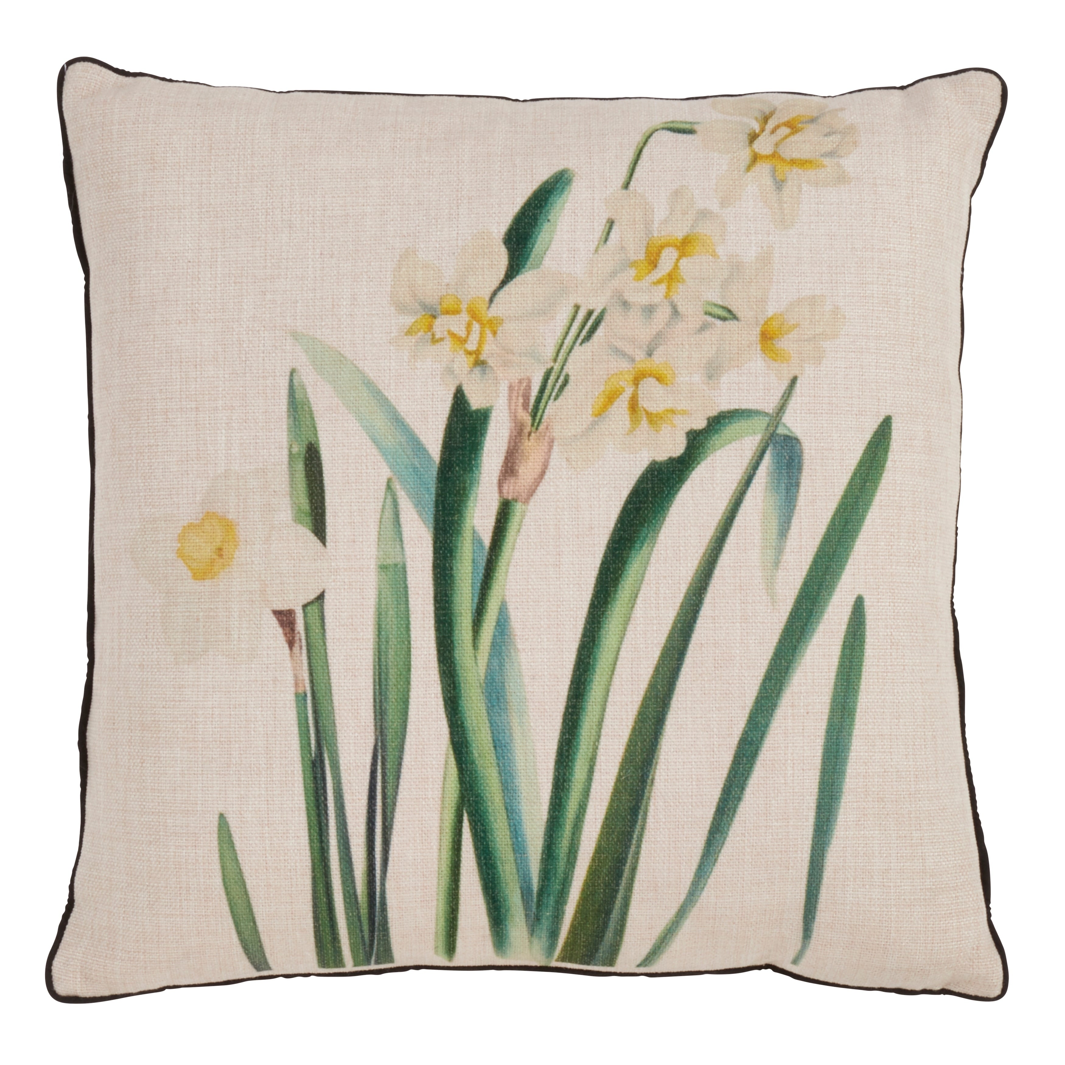 Daffodil Print Floral Design Throw Pillow