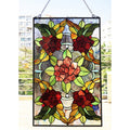 Gracewood Hollow Brugge Glass Window Panel Suncatcher With Floral Embellishments