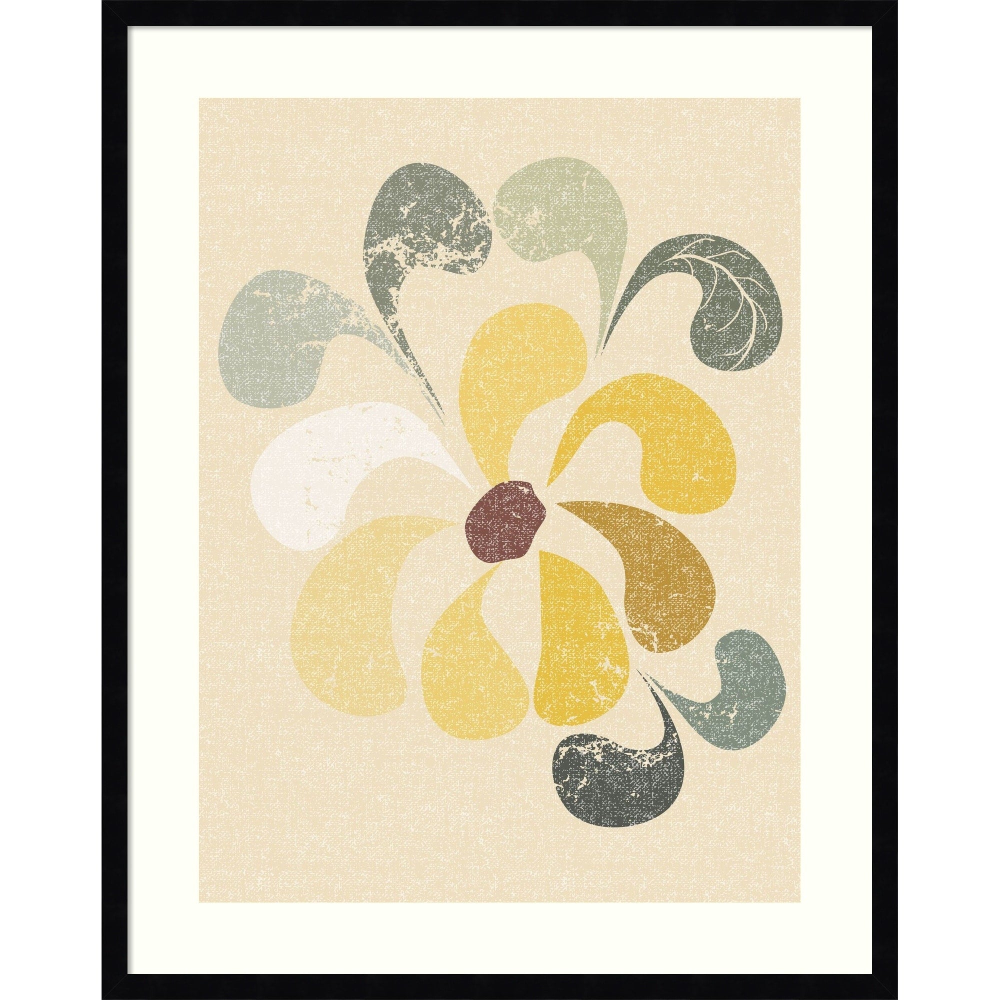 Floral Echoes Of Yellow By Annick Wood Framed Wall Art Print Svelte Noir Black