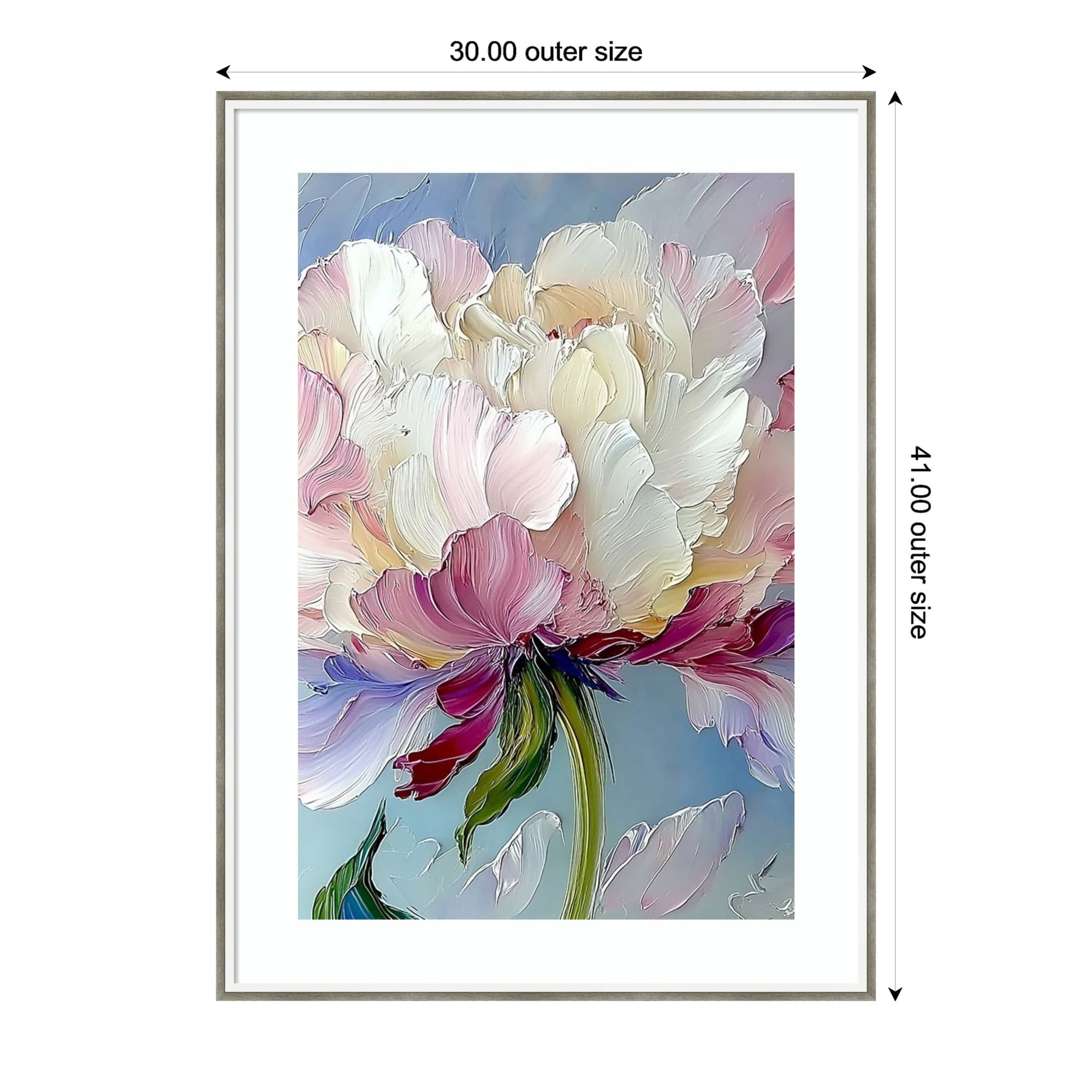 Floral Elegance No. 1 By Tradelink Inhouse Artist Wood Framed Wall Art Print Lucie Silver White