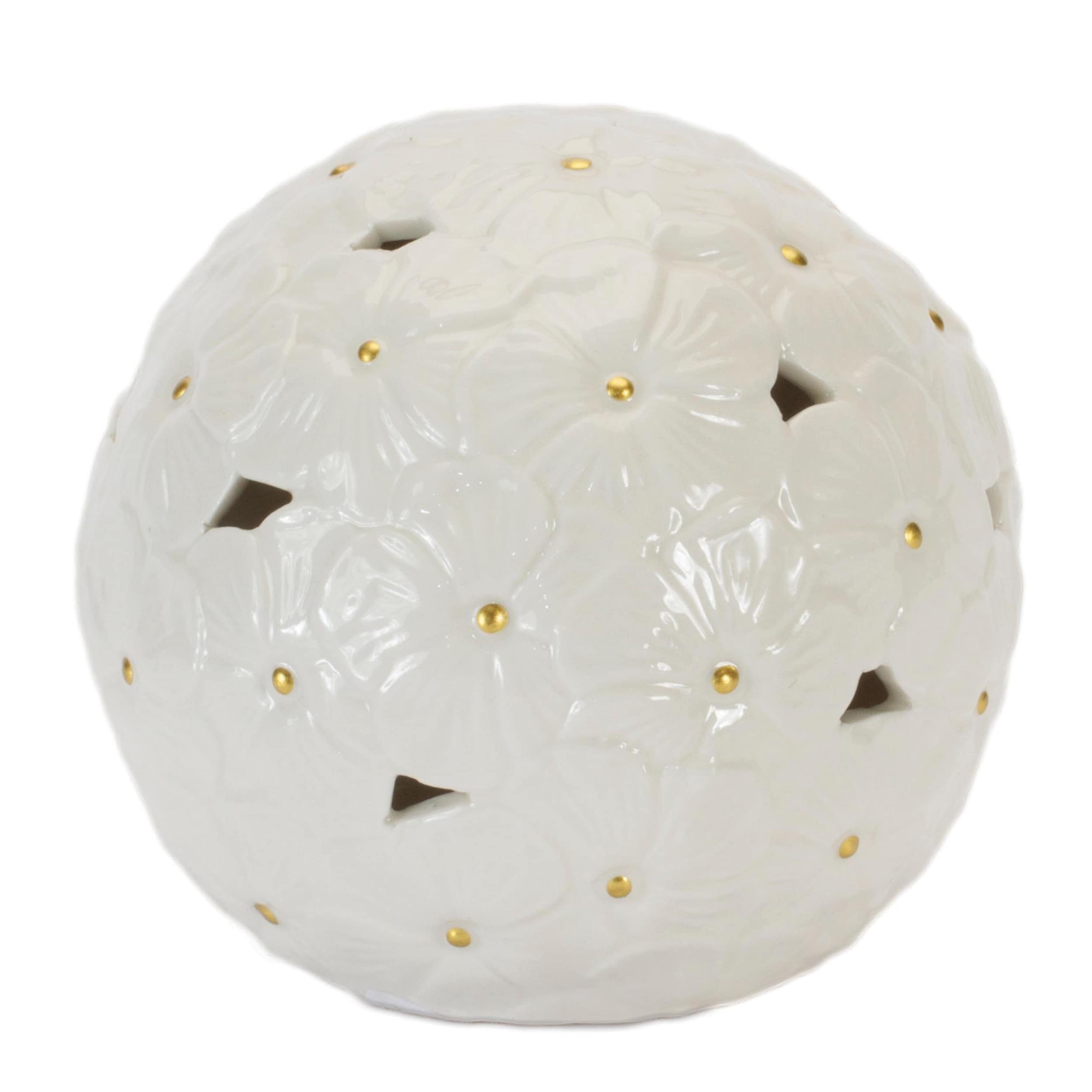 Floral Embossed Ceramic Orb Set Of 2