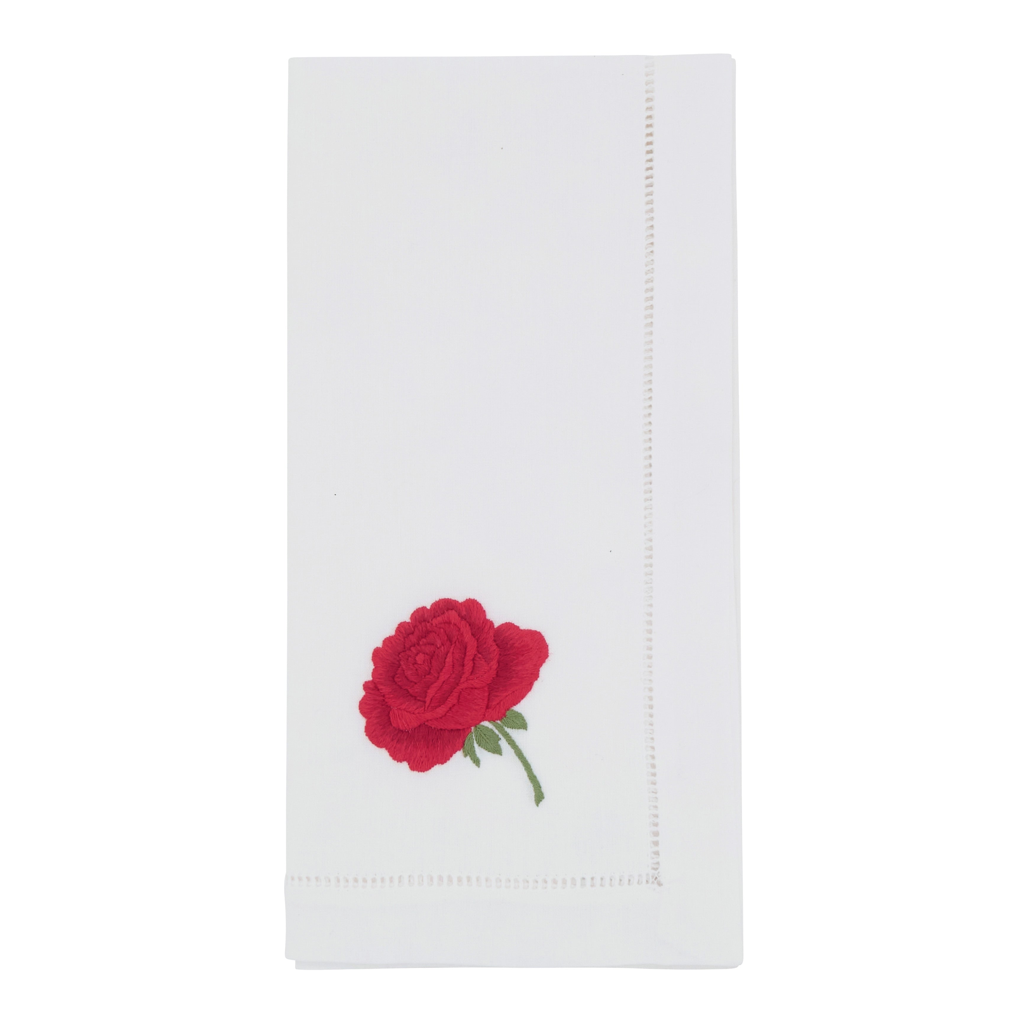 Floral Embroidered Cotton Decorative Napkins Set Of 6 Botanical Accent Detail For Dining And Entertaining 20 X20