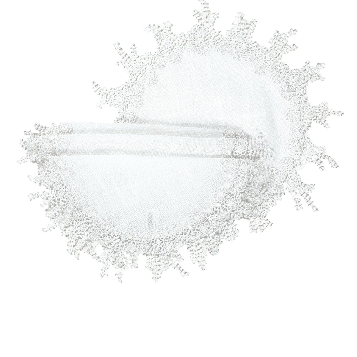 Floral Garden Lace Trim Round Placemats 16 Inch Set Of 4 White