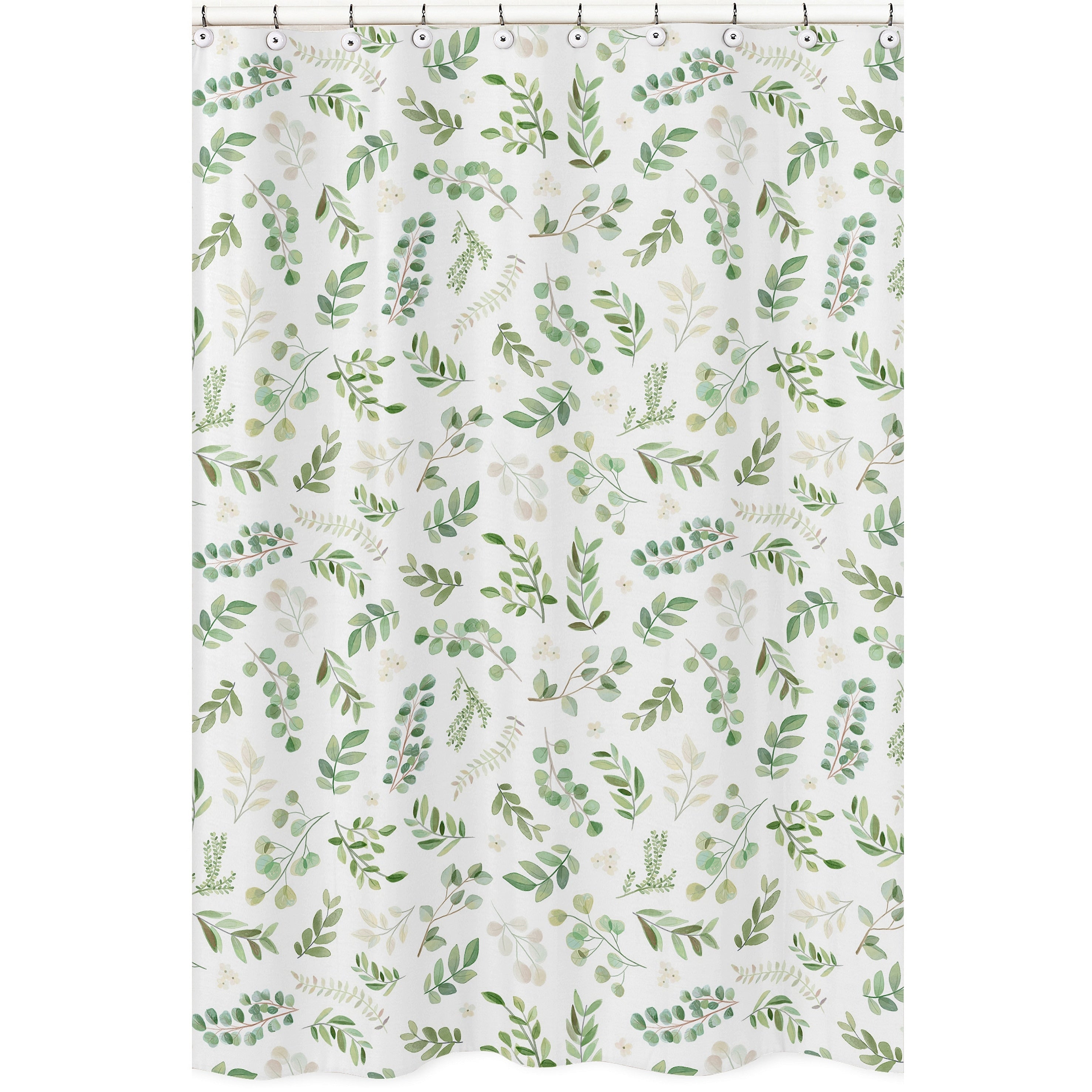 Floral Leaf Collection Bathroom Fabric Bath Shower Curtain Green And White Boho Watercolor Botanical Woodland Tropical Garden