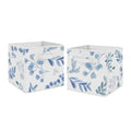 Floral Leaf Collection Foldable Fabric Storage Bins Blue Grey White Boho Watercolor Botanical Flower Woodland Tropical Garden.