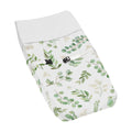 Floral Leaf Collection Girl Changing Pad Cover Green And White Boho Watercolor Botanical Woodland Tropical Garden