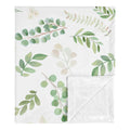 Floral Leaf Girl Baby Receiving Security Swaddle Blanket Green White Boho Watercolor Botanical Woodland Tropical Garden