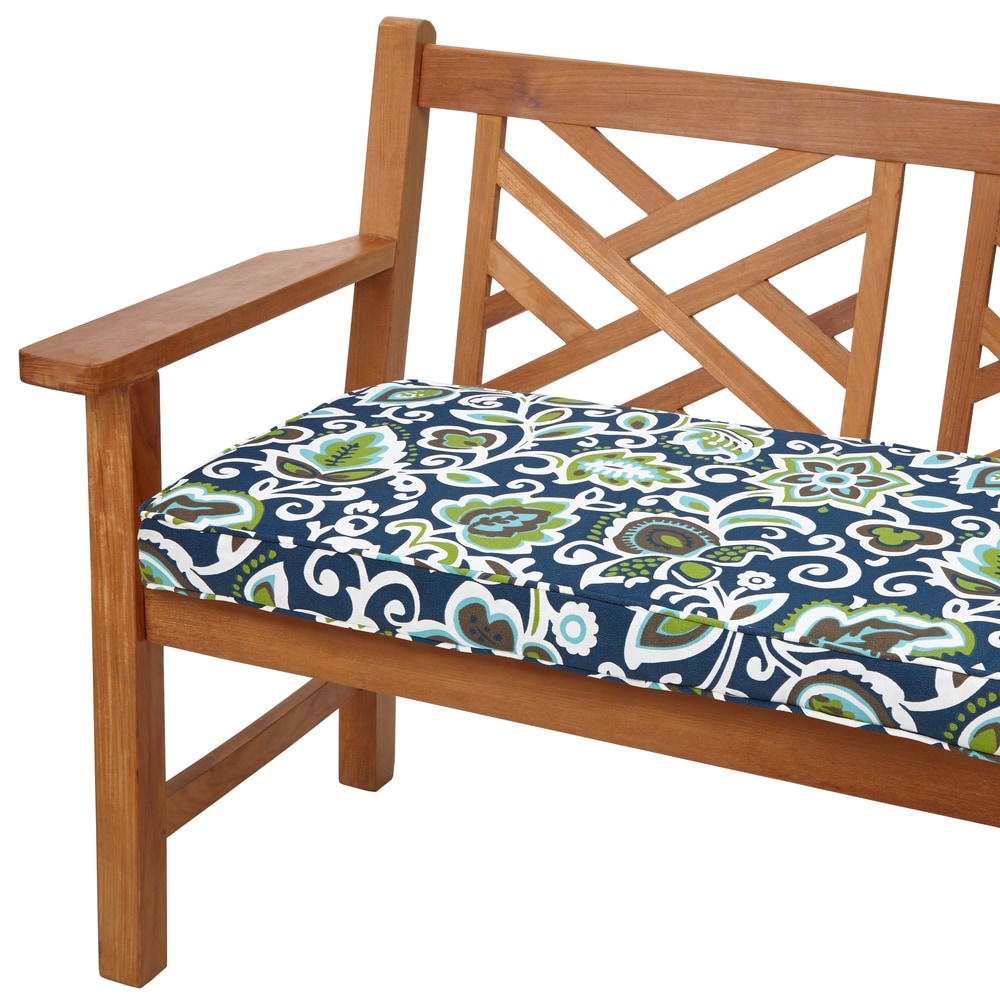 Havenside Home Butler Floral Navy 60 Inch Indoor Outdoor Corded Bench Cushion