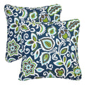 Floral Navy Corded Indoor Outdoor Square Pillows Set Of 2