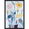 Floral Paper Work Collage Daisies By Annick Framed Canvas Wall Art