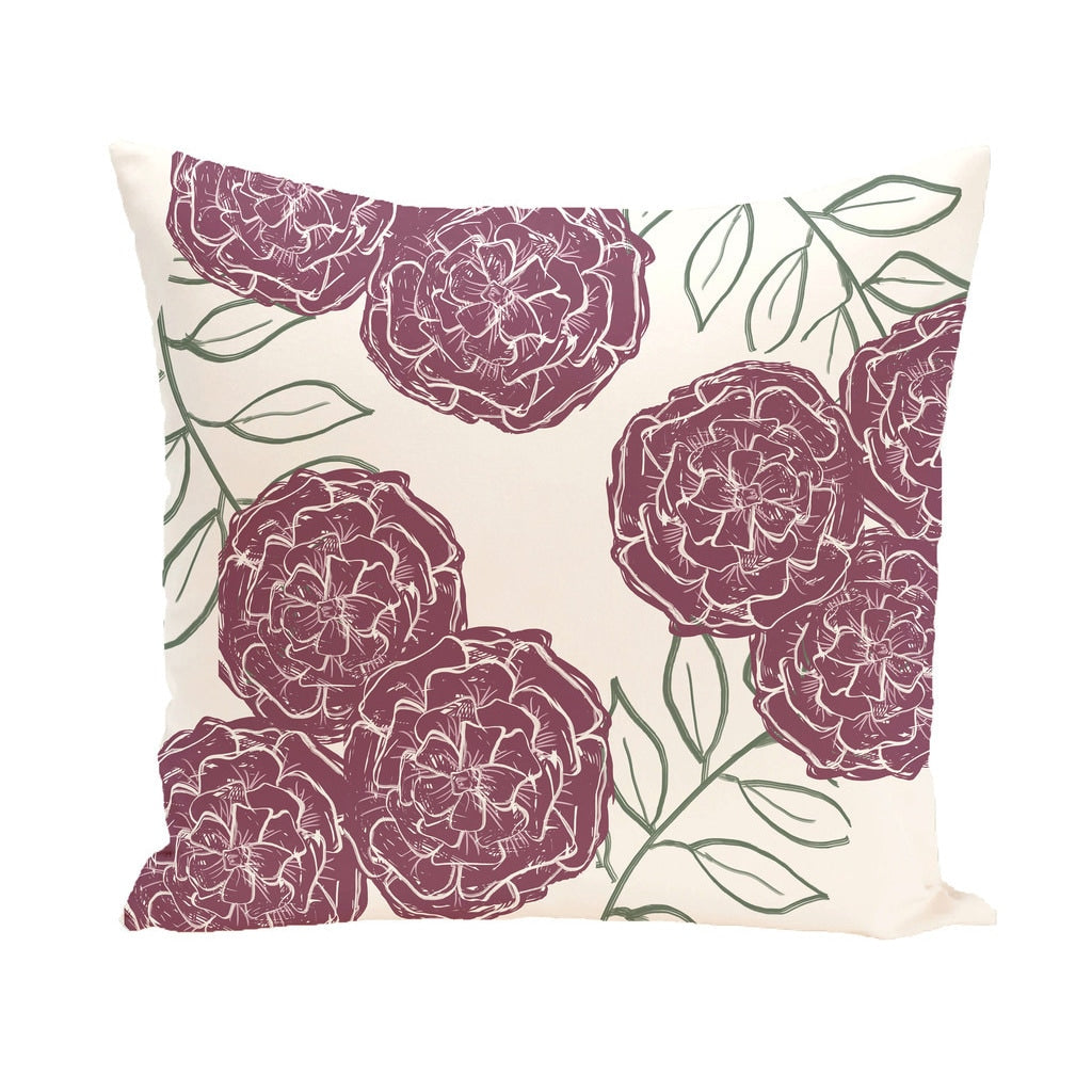 Floral Print 18 X 18 Inch Outdoor Fabric Pillow