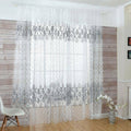 Floral Sheer Voile Window Curtain Black 39.4 X 78.7