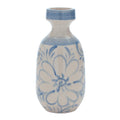 Floral Stoneware Vase 11 H