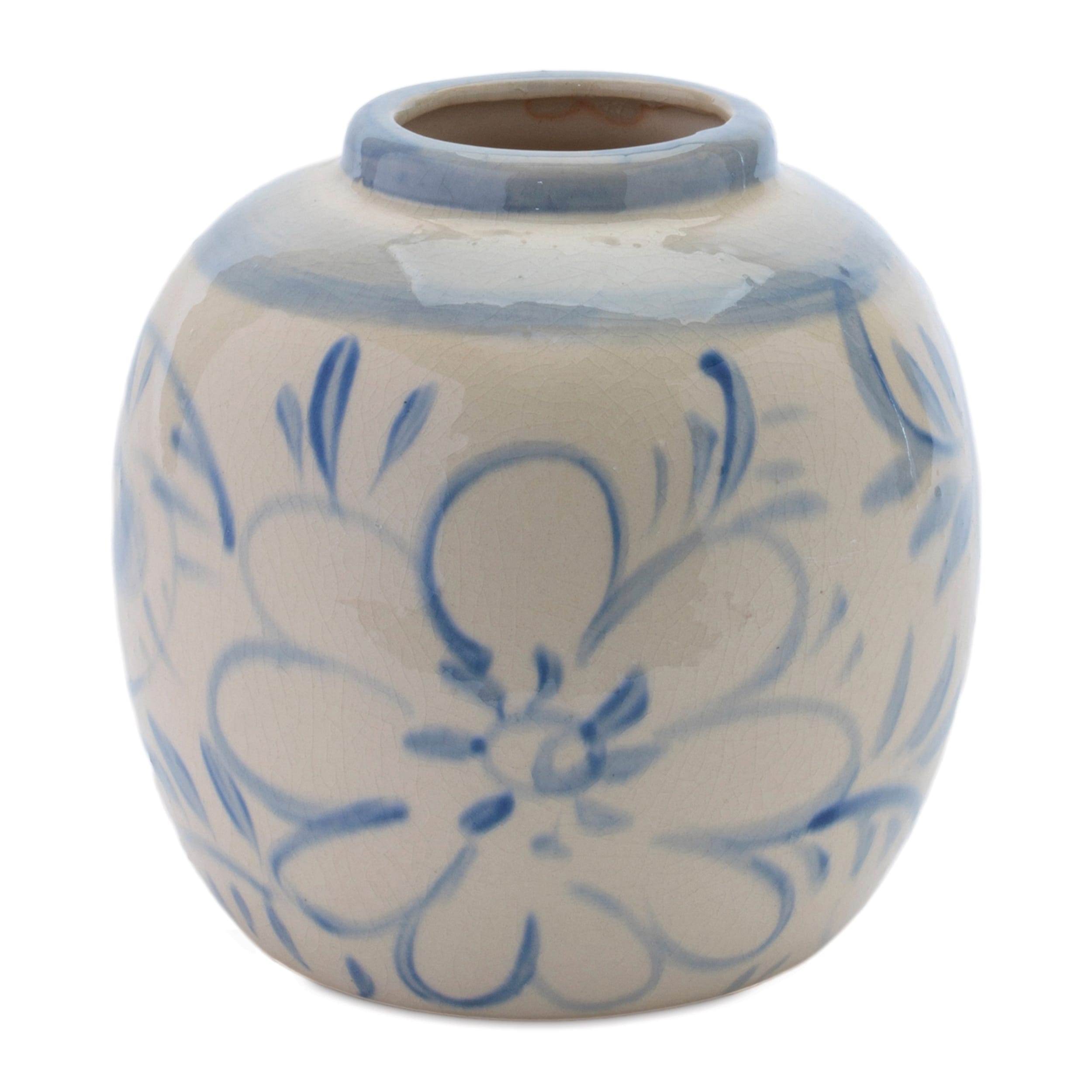 Floral Stoneware Vase 6 H