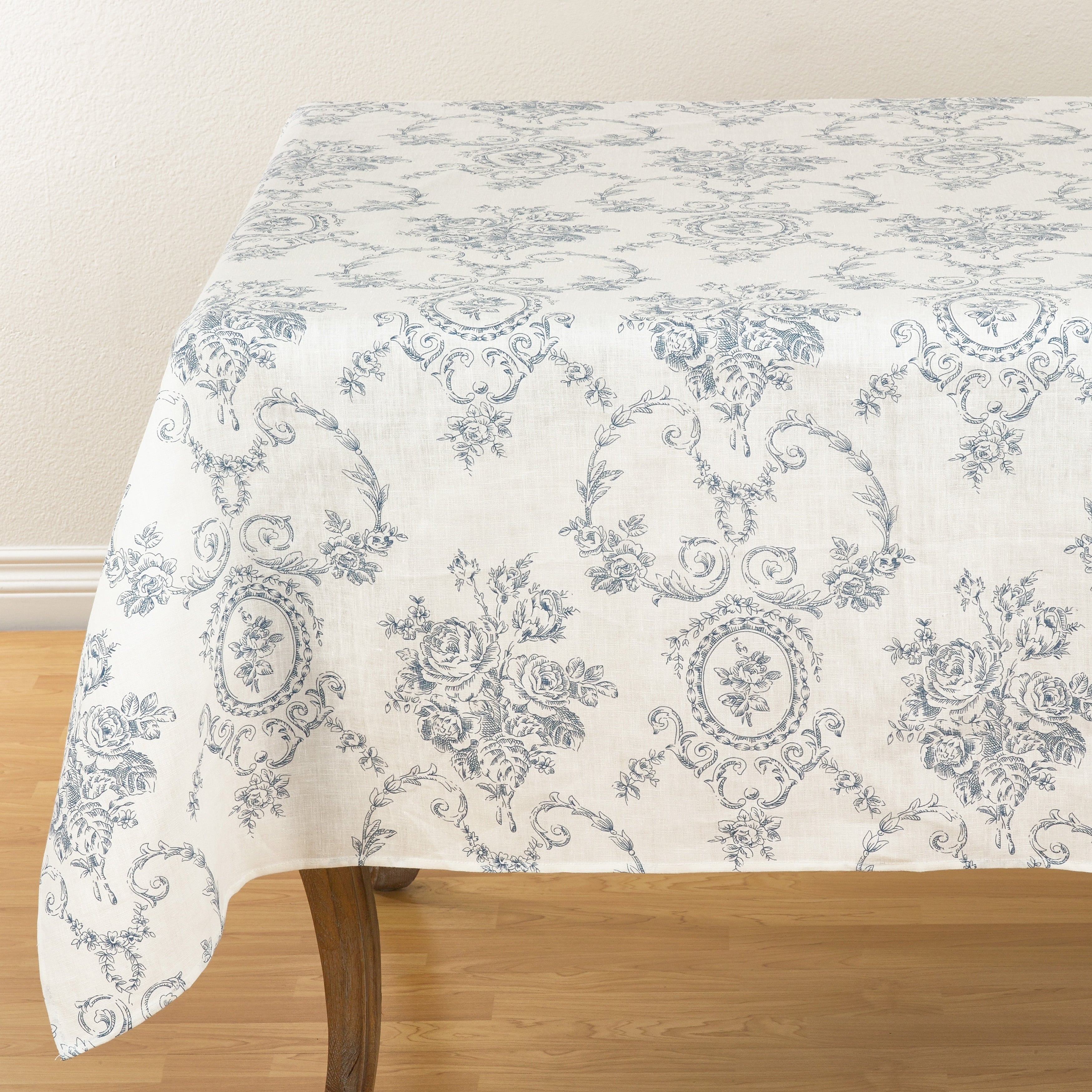 Floral Story Linen Table Topper 60 X 60