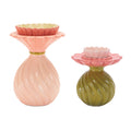 Floral Swirl Dolomite Candle Holder Vase Set Of 2