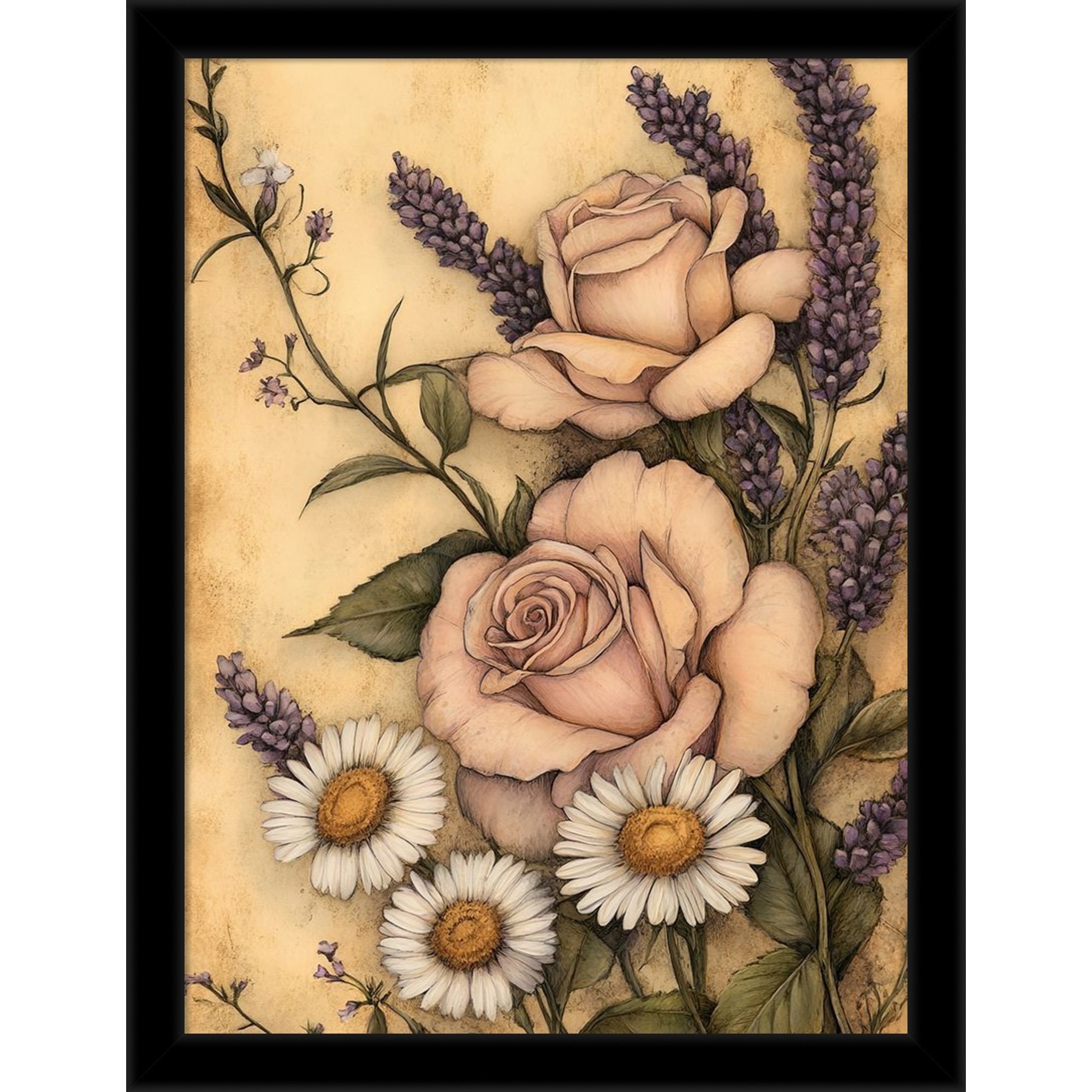 Floral Whimsy No. 1 By Tradelink Inhouse Artist Wood Framed Wall Art Print