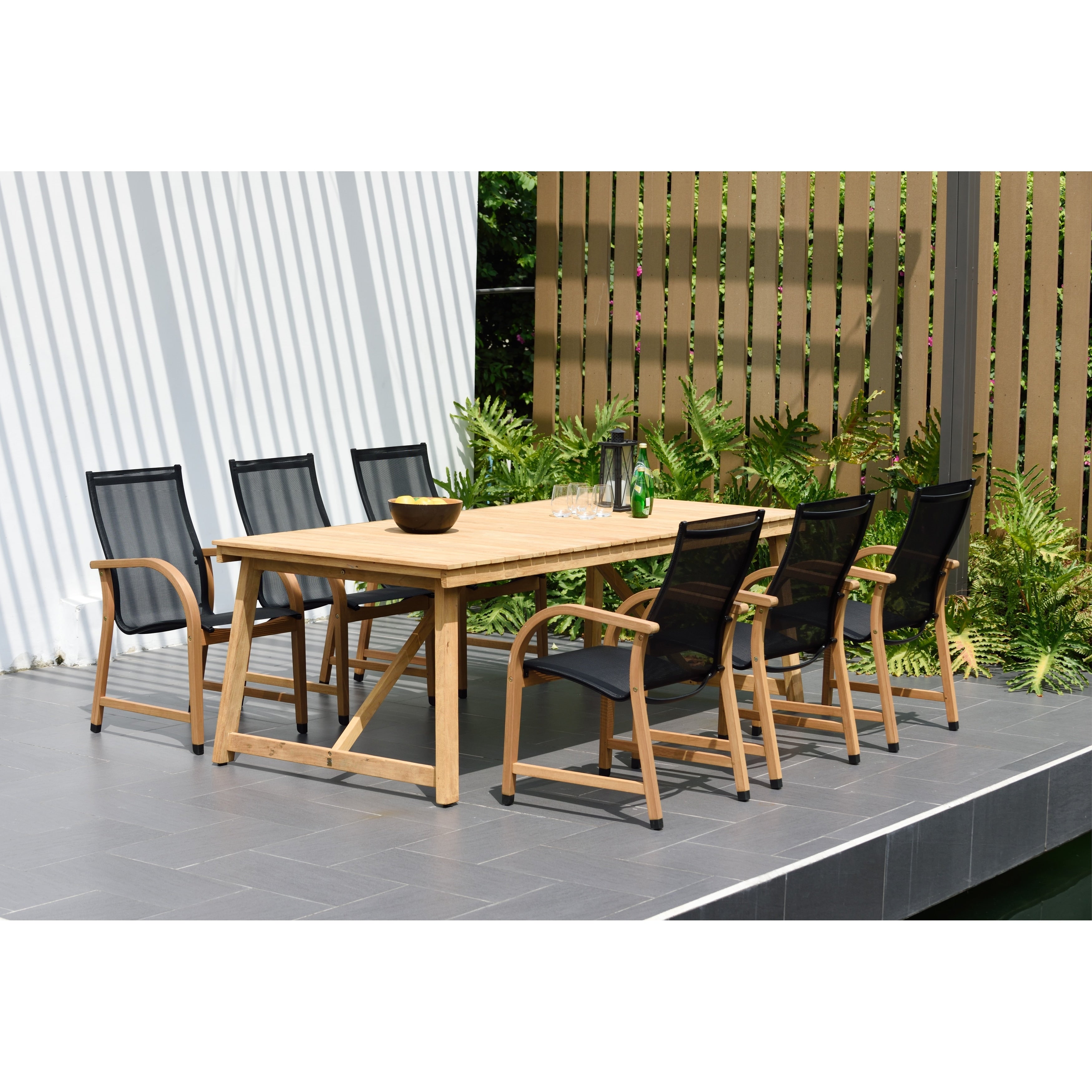 Floralis Teak 7 Piece Rectangular Patio Dining Set By Amazonia