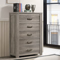 Floren Contemporary Weathered Gray Wood 5 Drawer Chest