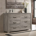 Floren Contemporary Weathered Gray Wood 6 Drawer Dresser