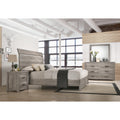 Floren Contemporary Weathered Gray Wood Bedroom Set Panel Bed Dresser Mirror Nightstand