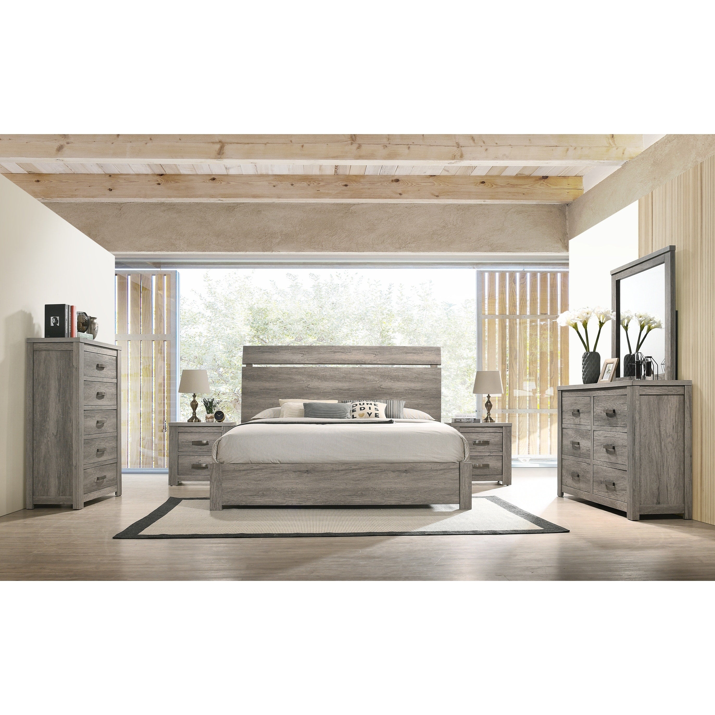 The Gray Barn Rousham Garden Weathered Grey Wood 6 Piece Bedroom Set
