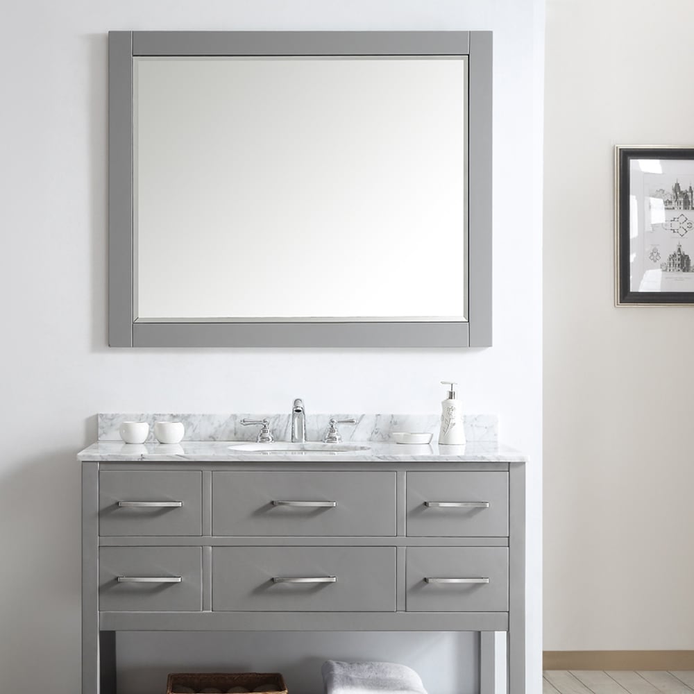 Florence 48 Rectangular Bathroom Vanity Framed Wall Mirror In Grey 48 Inches